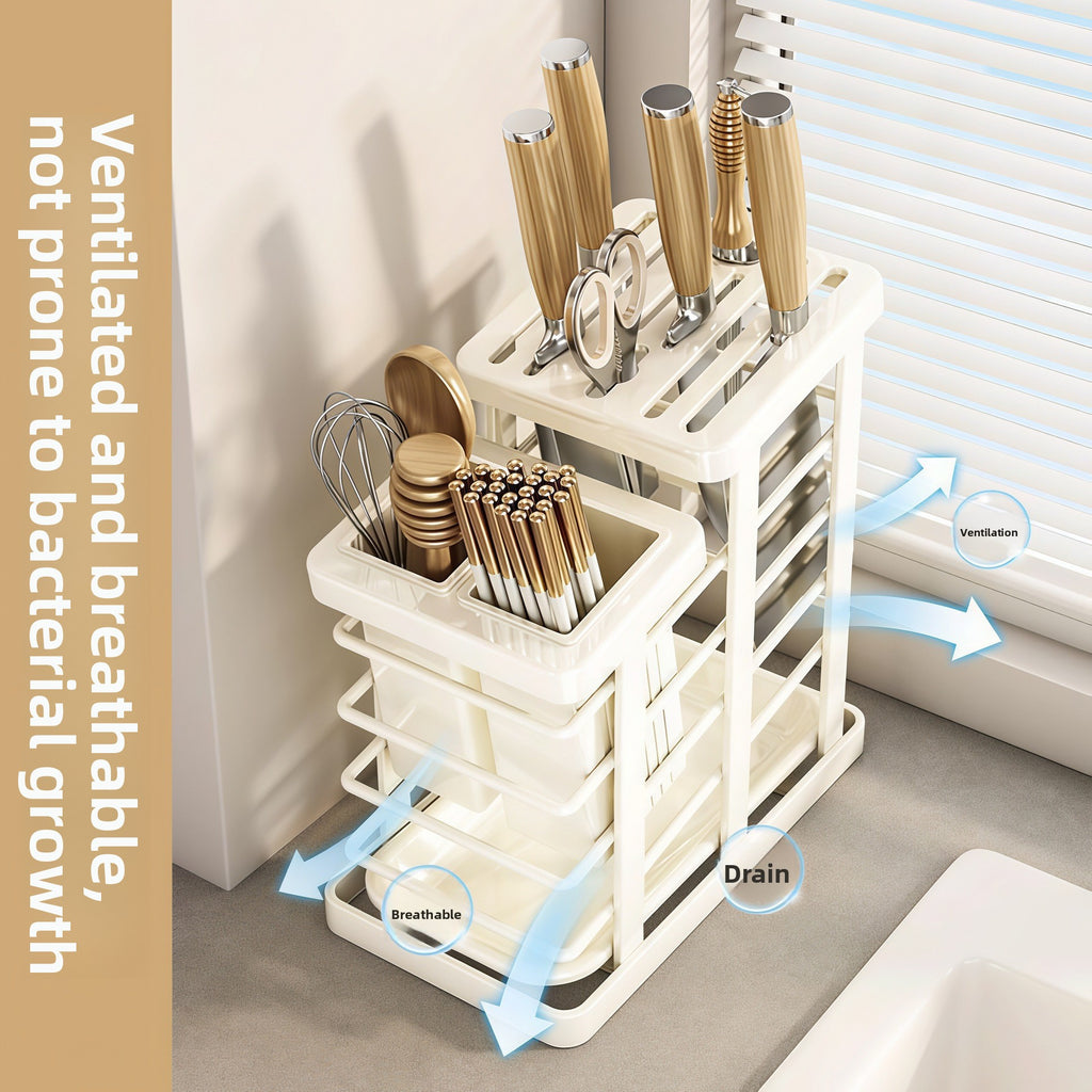 Multifunctional Kitchen Knife Holder with Chopstick Storage