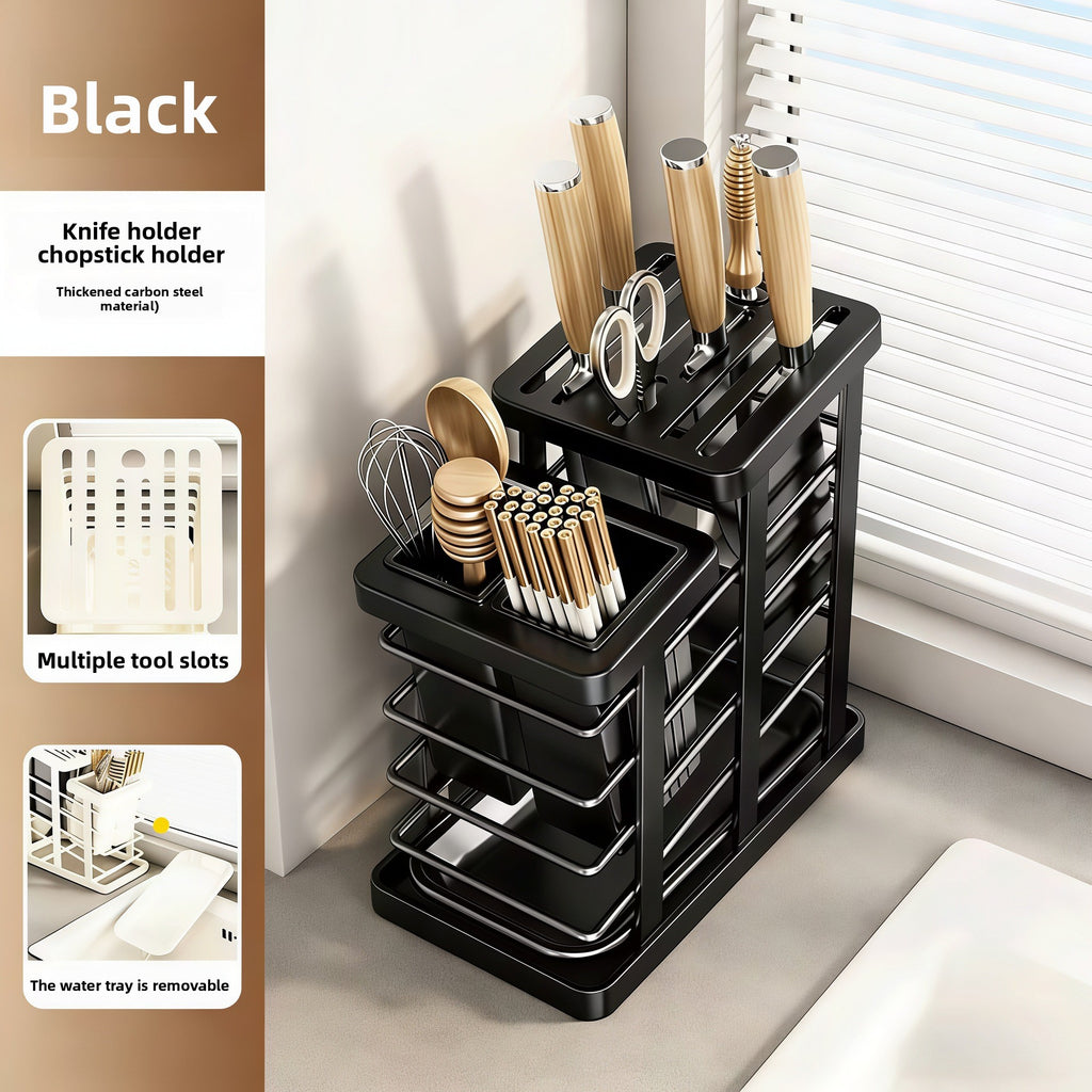 Multifunctional Kitchen Knife Holder with Chopstick Storage